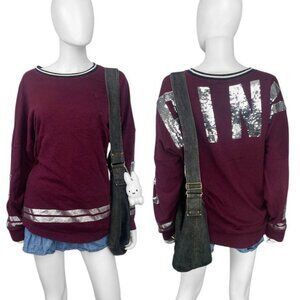 00s 2010s Victorias Secret PINK Bling Logo Pullover Long Sleeve Sz M